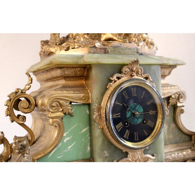 Early 20th Century Antique French Alabaster Clock "La Walkyrie" by Ernest Rancoulet (1875-1915) For Sale - Image 5 of 10