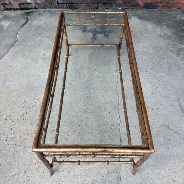 Late 20th Century Regency Italian Style Hand Gilt Faux Bamboo Coffee Table - Newly Painted For Sale In Mobile - Image 6 of 11