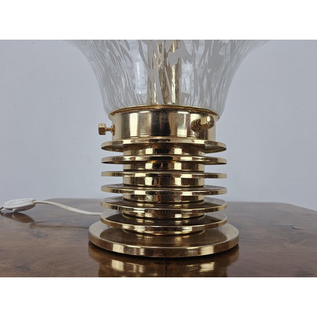 Vintage Table Lamp in Worked Glass and Golden Metal, 1970s For Sale - Image 13 of 18
