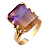 Gold Ring with Bicolor Cut Amethyst For Sale