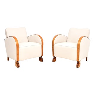 Swedish Art Deco Armchairs in Satin Birch, 1930, Set of 2 For Sale