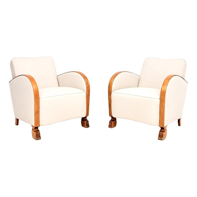 Swedish Art Deco Armchairs in Satin Birch, 1930, Set of 2 For Sale