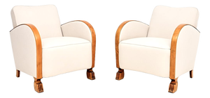Swedish Art Deco Armchairs in Satin Birch, 1930, Set of 2