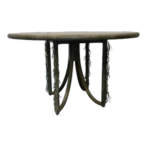 Laura Kirar for Baker Gray Leather Fringe Taru Dining Table