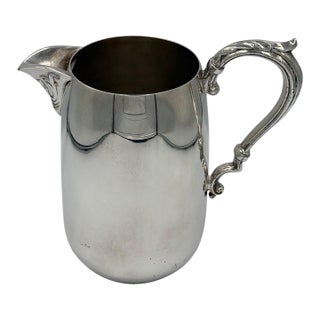 Early 20th Century Edwardian Silver Plate Creamer Jug With Scroll Handle For Sale