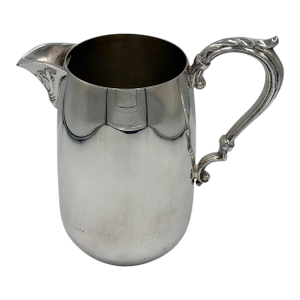 Early 20th Century Edwardian Silver Plate Creamer Jug With Scroll Handle
