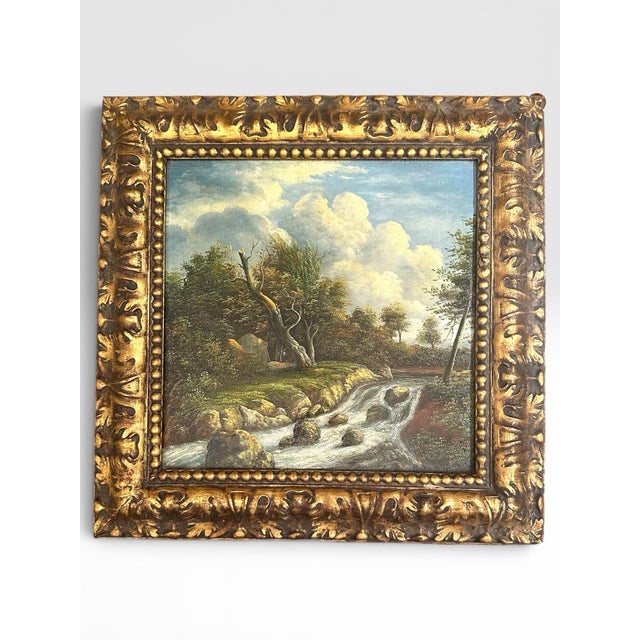 Large Florentine Giltwood Box With J. Van Ruisdael Dutch Landscape Painting. For Sale - Image 10 of 14