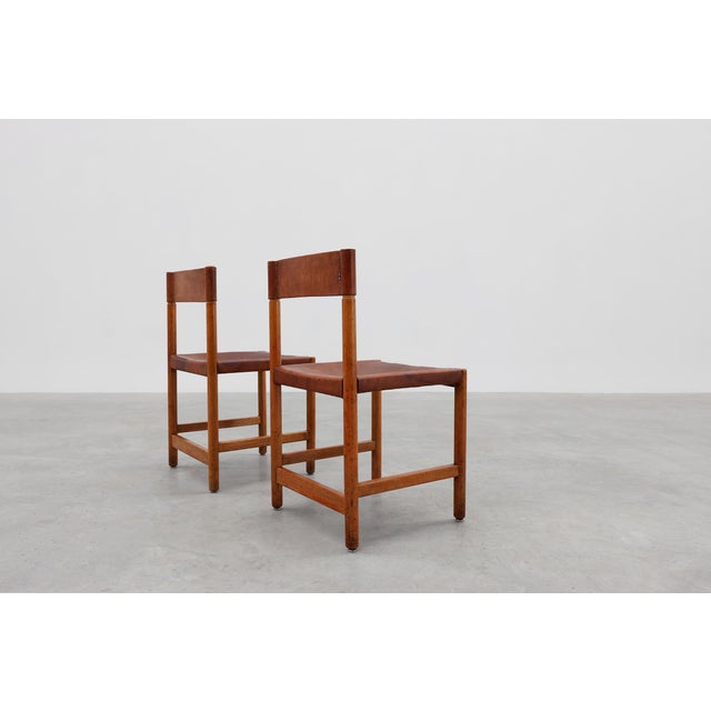Spanish Wood and Leather Chairs attributed to Jordi Vilanova, 1960s, Set of 2 For Sale - Image 9 of 18