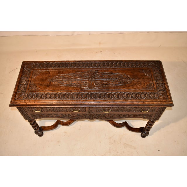 18th Century English Oak Sideboard With Gorgeous Hand-Carving For Sale - Image 10 of 12