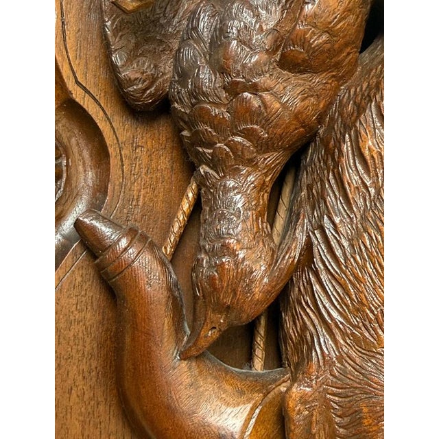 Wood Black Forest Hunting Plaque attributed to Johann Flück, 1880 For Sale - Image 7 of 18