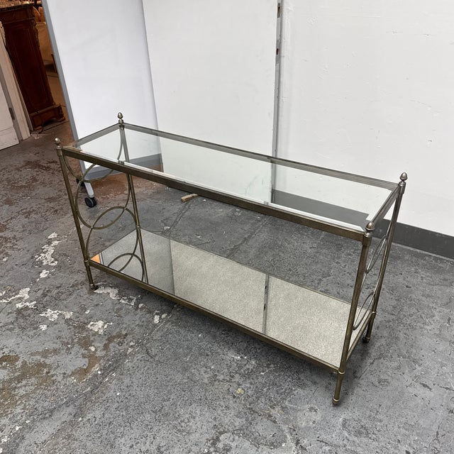 Hollywood Regency Hollywood Regency Metal + Glass Console Table, Vintage For Sale - Image 3 of 12