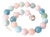 Aquamarine Morganite Beryl Beaded Necklace With Silver Clasp Porcelain Cameo Clasp For Sale