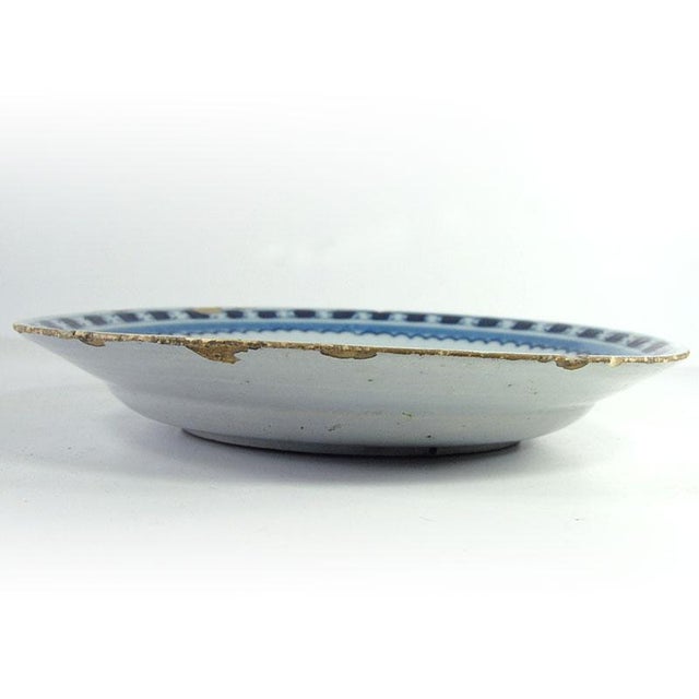 Ceramic Large Dutch Delftware Blue and White Plate, 1700s For Sale - Image 7 of 10