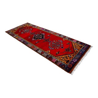 1950s Hand Knotted Turkish Rug for Hallway, Runner Rug, Bed Side Accent, Kitchen Rug - 3′8″ X 10′5″ For Sale