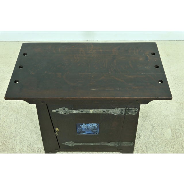 C.1900 - 1910 Solid Quarter Sawn Oak High Quality Construction Hand Crafted Tile Door Insert Old Vintage Finish Condition:...