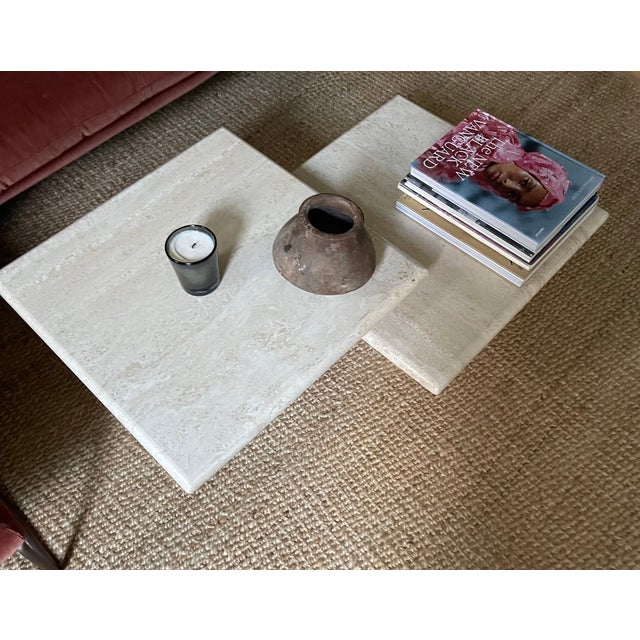 Vintage Stackable Travertine Coffee Tables For Sale - Image 4 of 7