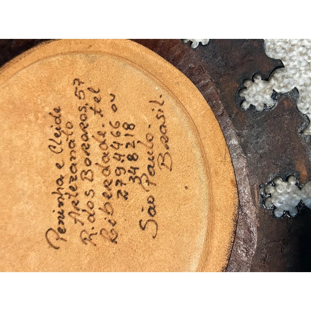 Unique Vintage Leather Mirror For Sale - Image 4 of 5