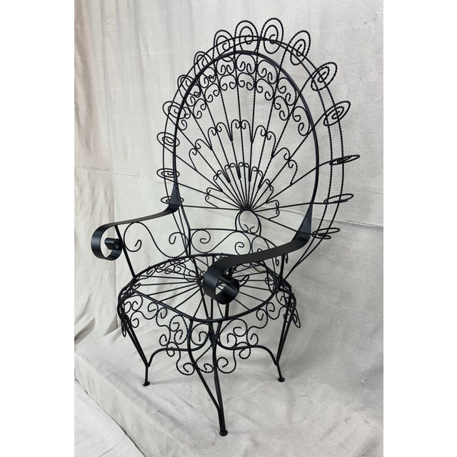 John Salterini 1950s Salterini Peacock Bench and Chair Set, Restored and Ready to Place, 2 Pieces, Attributed For Sale - Image 4 of 12