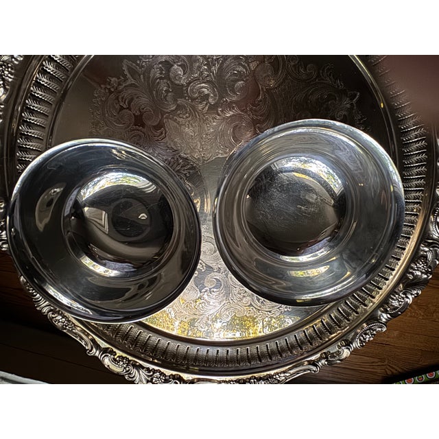 Vintage Silver Plate Bowls by Oneida Silversmiths and WeberWilcox IS - Pair For Sale In Birmingham - Image 6 of 13