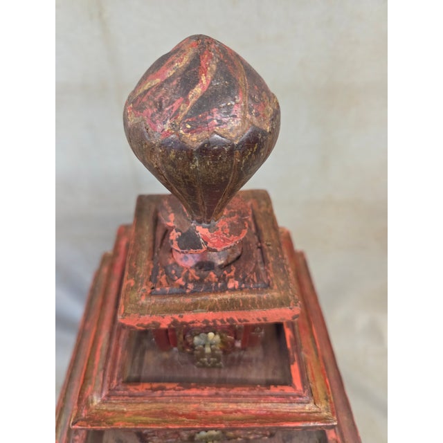 Vintage Sumatra, Indonesia Lacquer Pyramid Shaped Jewelry Box With Five Drawers For Sale - Image 9 of 13