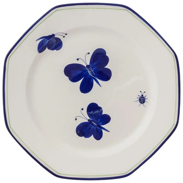 Blue Butterflies Dinner Plates from Este Ceramiche, Set of 6 For Sale - Image 3 of 3