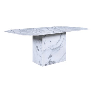 Vintage Italian Bianco Carrara Marble Dining Table, 1970s For Sale