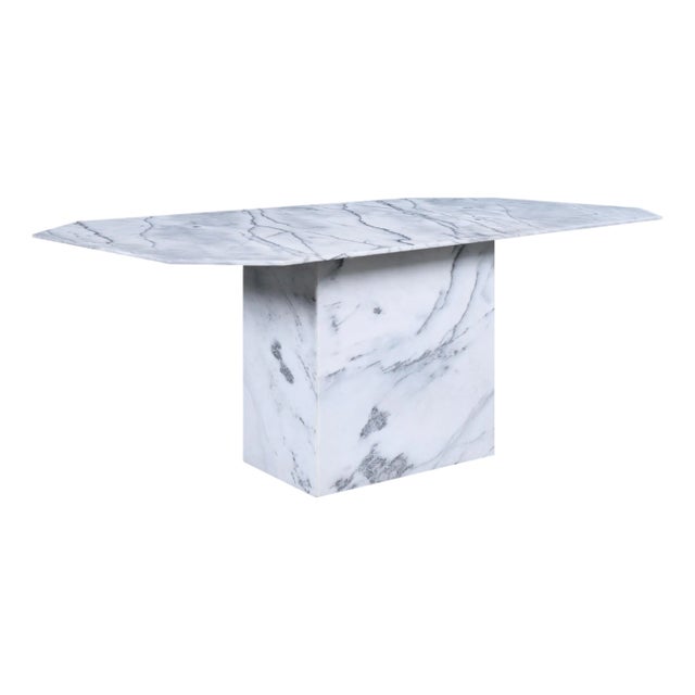 Vintage Italian Bianco Carrara Marble Dining Table, 1970s For Sale