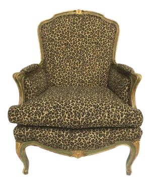 French Louis XV Style Gilt and Painted Bergere Chair with a Leopard Print Upholstery