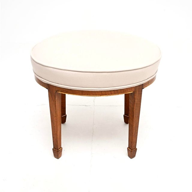 A lovely antique Edwardian walnut parcel gilt stool. This was made in England, it dates from around the 1900-1910 period....