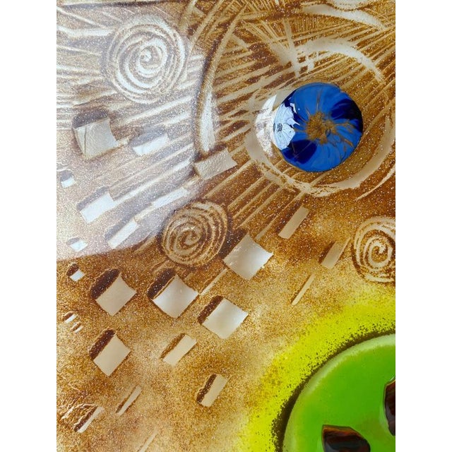 1990s German Handmade Fused Glass Wall Art with Radiant Earth and Planets, 1990s For Sale - Image 5 of 14