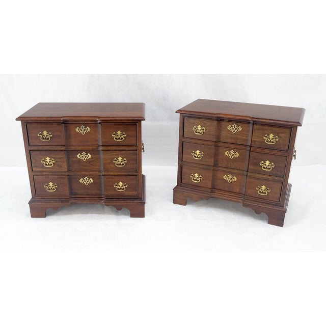 Pair of Solid Cherry 3 Drawers Block Front Nightstands End Tables Stands MIINT For Sale - Image 11 of 18
