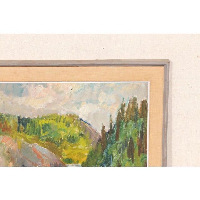 Mid 20th Century Swedish Framed Cascading Waterfall Painting For Sale - Image 11 of 14