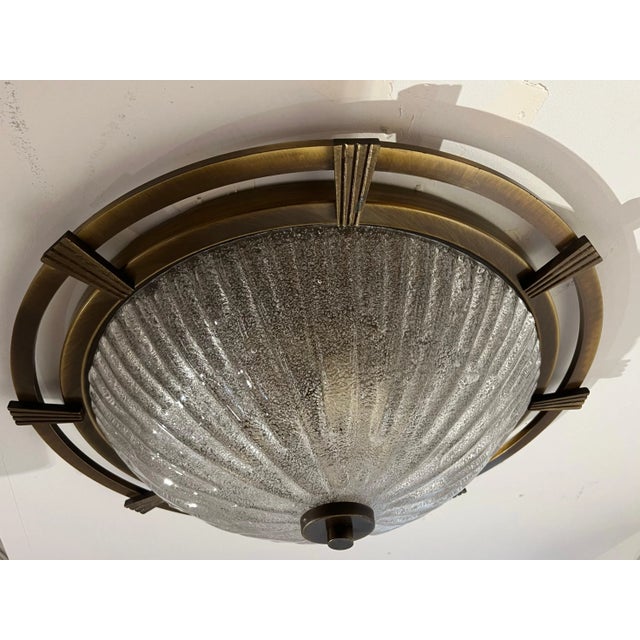 Kaiser Leuchten Large Nautical 1960 German Mid Century Flush Lamp Kaiser Leuchten Murano Glass For Sale - Image 4 of 12