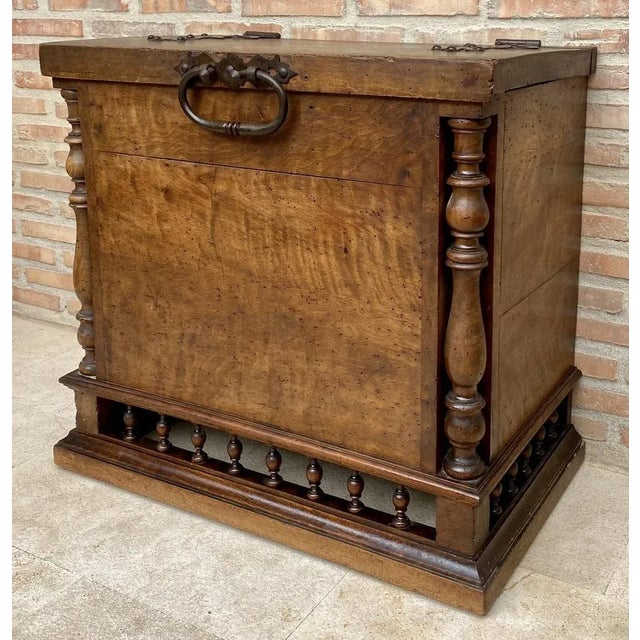 Early 20th Century French Hand-Carved Wooden Trunk