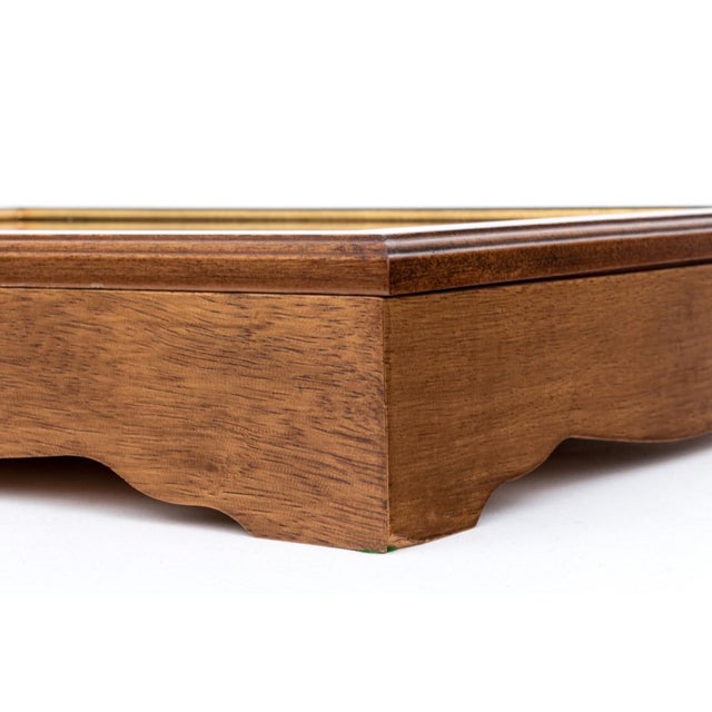 Wood Vintage Tabletop Burl Wood and Glass Keyed Collector’s Display Box For Sale - Image 7 of 11
