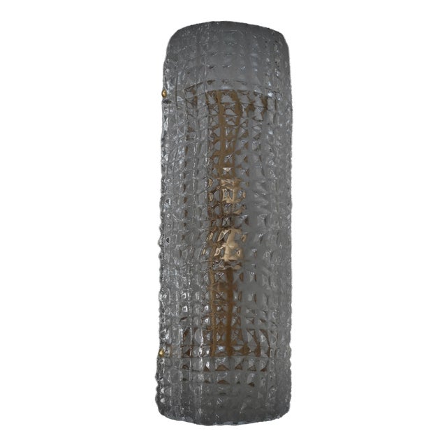 Art Deco Style Clear Murano Glass and Brass Wall Sconce, 2000 For Sale