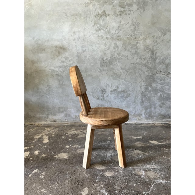 Brown Small Children's Chair in Natural Blond Teak with Three-Bar Back For Sale - Image 8 of 18