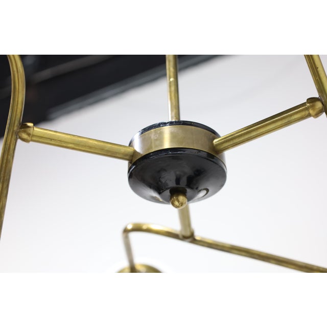 1960s Stilnovo Style Chandeliers in Brass and Glass - a Pair For Sale In Dallas - Image 6 of 8