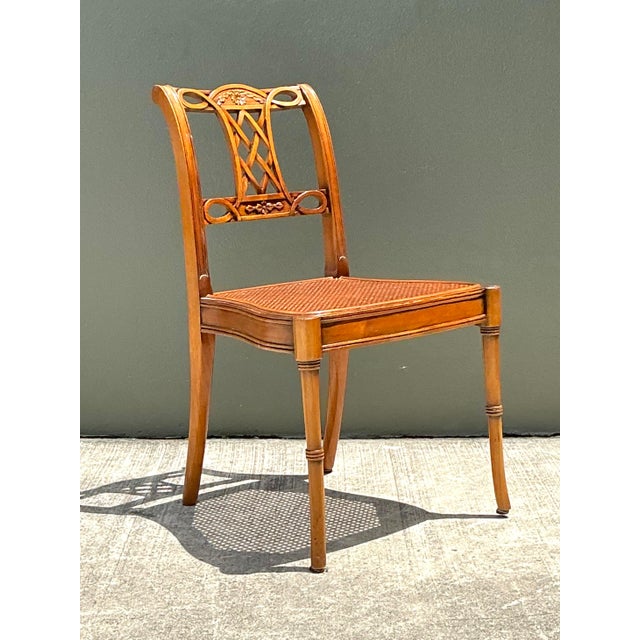Late 20th Century Vintage Hand Carved Cane Side Chair For Sale - Image 5 of 12