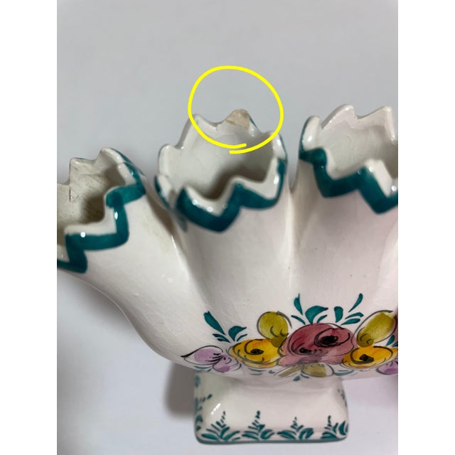 Mid 20th Century Portuguese Petite Majolica Five Finger Tulip Vase Tulipiere For Sale - Image 11 of 17