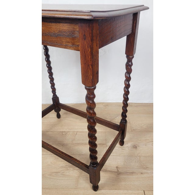 Brown Vintage Rectangular Country Barley Twist Side Table, 1950 For Sale - Image 8 of 18