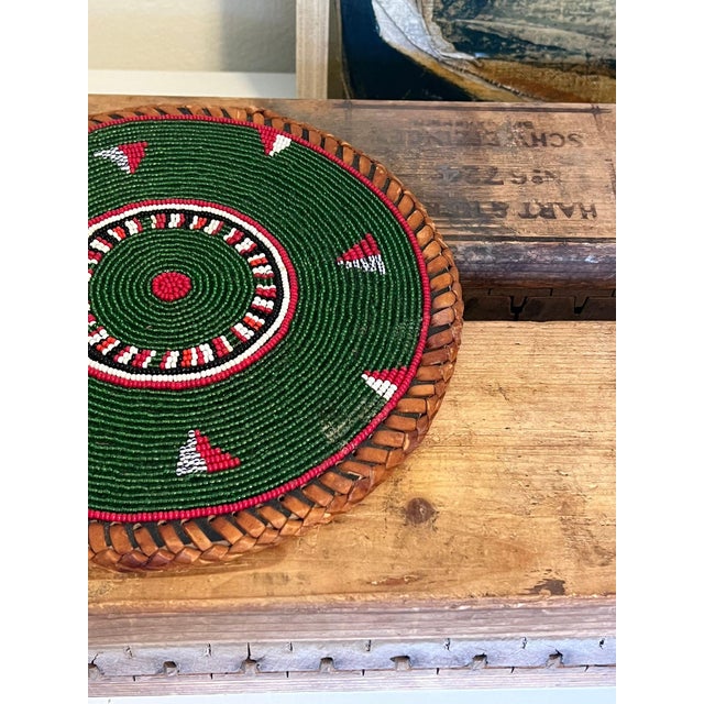 1970s Vintage Woven Beaded Placement Coaster Decor For Sale - Image 5 of 7