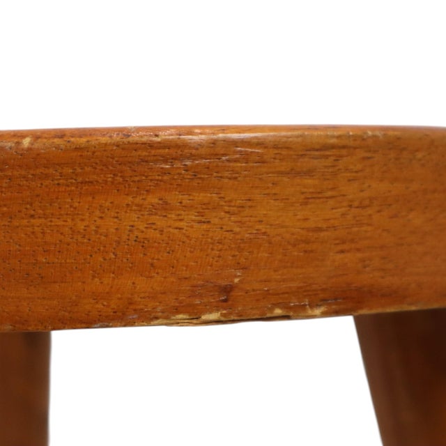 Vintage Wooden Three-Legged Stool, Milking Stool, Rustic Style, 1960s For Sale - Image 10 of 15