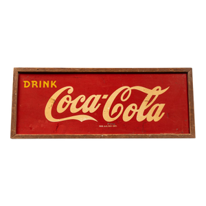 1940s Large Coca Cola Framed Tin Litho Sign