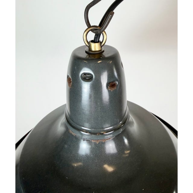 Black Industrial French Black Enamel Factory Pendant Lamp, 1960s For Sale - Image 8 of 17
