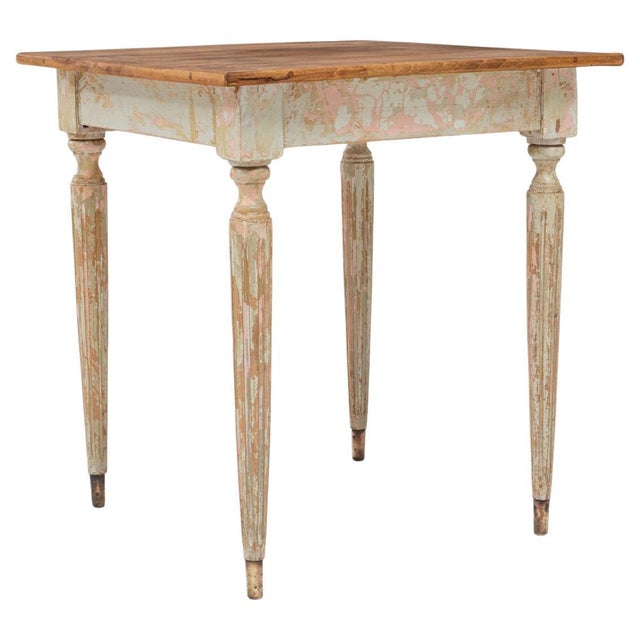20th Century French Gustavian Wood Patinated Side Table For Sale - Image 10 of 18