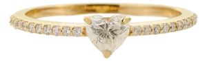 Minimalist Heart Cut Diamond Pave Solitaire Ring With Size 5 in 14k Yellow Gold