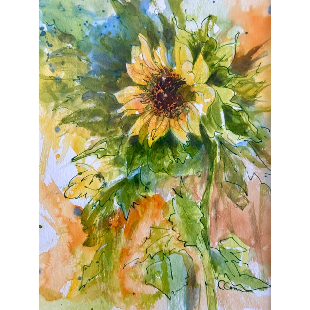 Framed Original Watercolor Painting “Sunflower” For Sale - Image 12 of 12