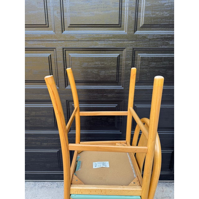 1980s Blonde Wood Splat Back Counter Stools, Pronto Chair - Set of 4, Attributed to Italian Postmodern Design / in Style of Hank Lowenstein "Padova" For Sale - Image 6 of 12