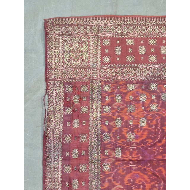 Early 20th Century Antique Early 20th Century Malaysian Ikat Songket Head Cloth From Sumatra For Sale - Image 5 of 10